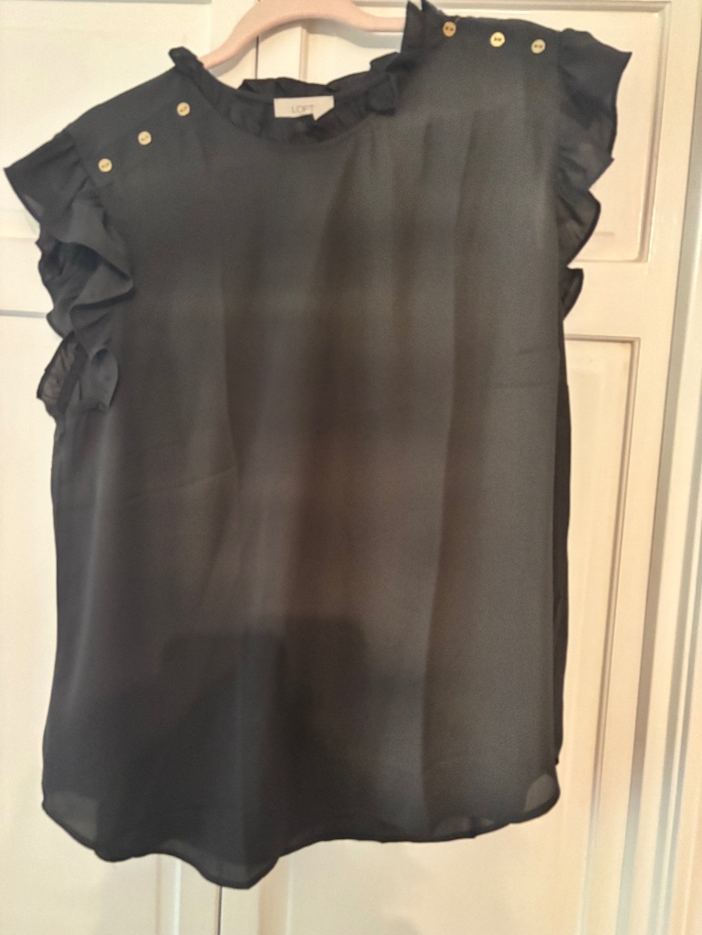 Loft Short Sleeved Blouse XL NWT Black/ Charcoal Gray/